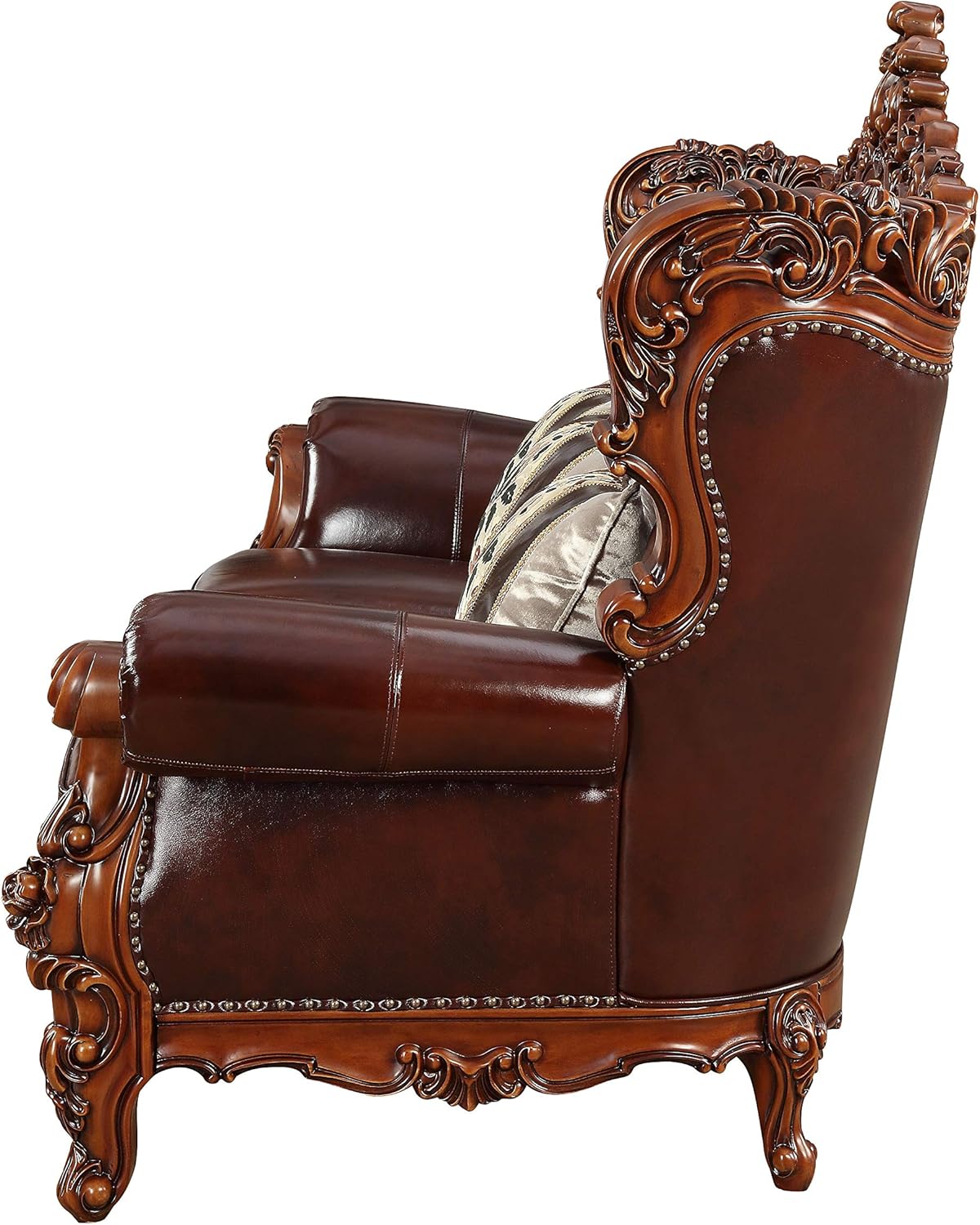 Cherry Top Grain Leather Match Sofa S881