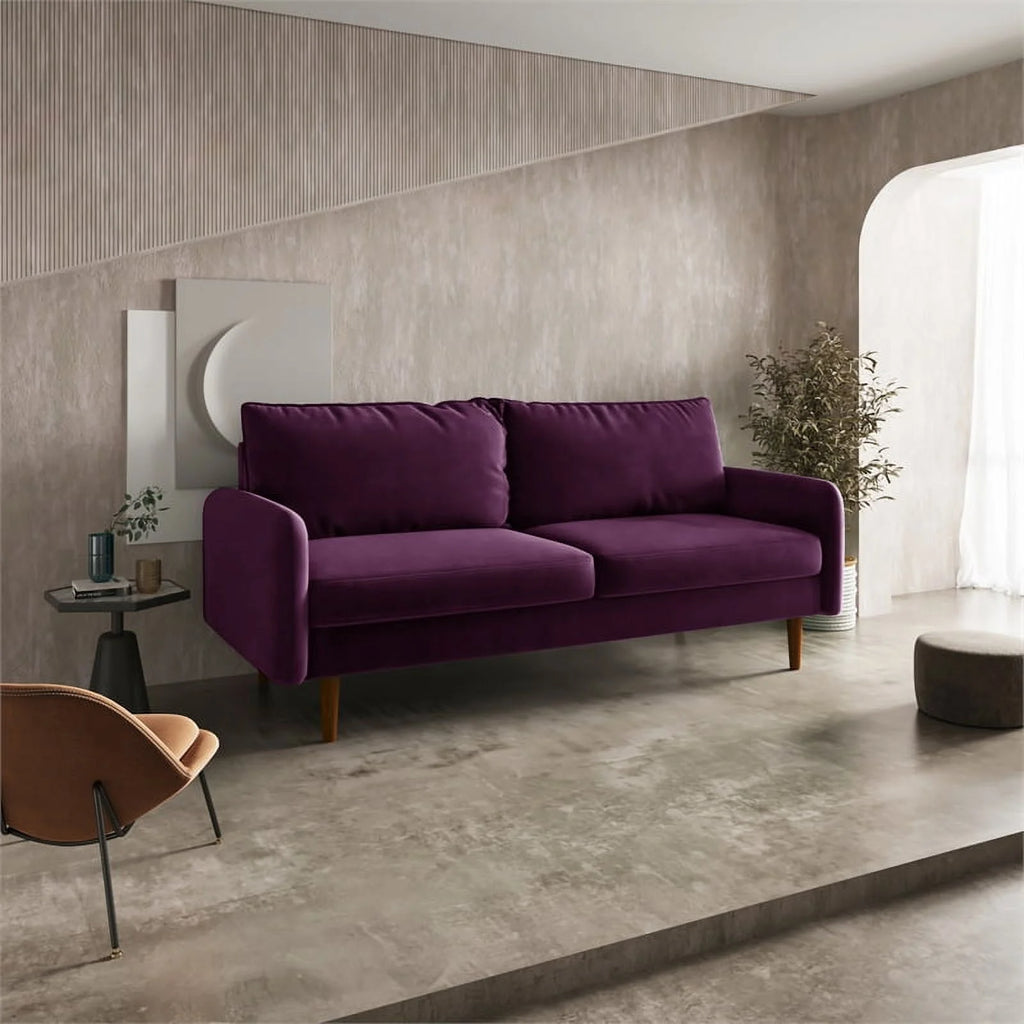 70" Upholstered Velvet Sofa in Purple J179760