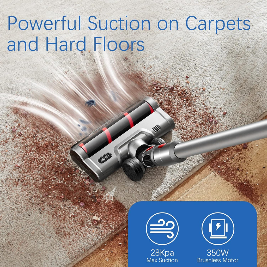 Cordless Stick Vacuum Cleaner 28KPA 3 in 1 Lightweight with LED Headlights Detachable Battery G9613