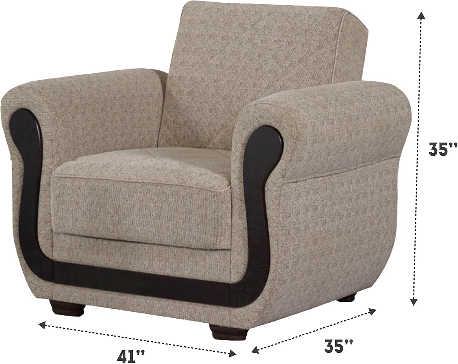 Beige Convertible Sleeper Chair with Storage H993
