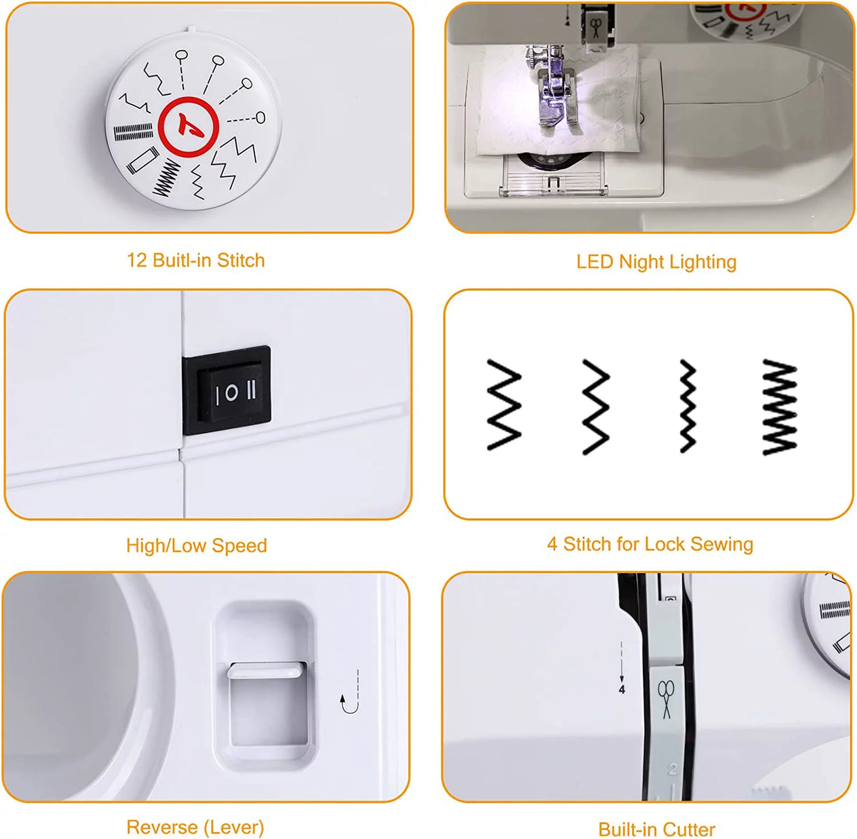 Portable Sewing Machine with 12 Built-In Stitches V447