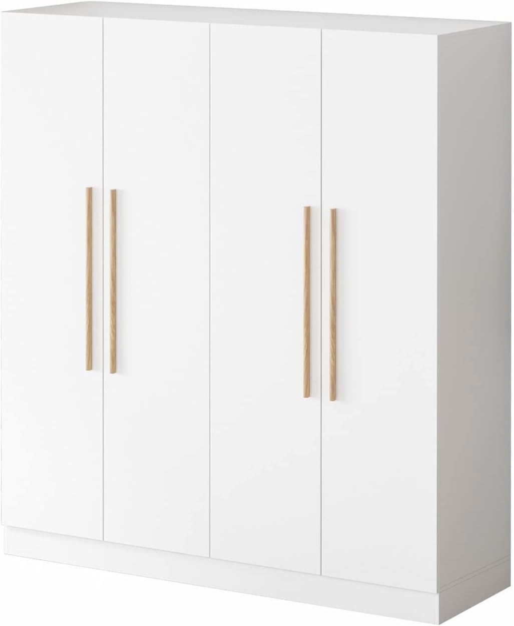 White Solid Wood Wardrobe Closet with Storage Shelves Y372