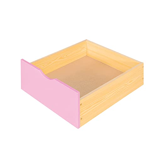 Pink Twin-Over-Twin Bunk Bed with Slide, 2 Drawers, 3 Shelves, Solid Wood A1533