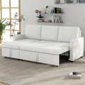 Beige Corduroy L-Shaped Sleeper Sofa with Storage Chaise and 2 Pillows K736398