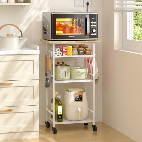 3 Tier Rolling Kitchen Microwave Cart with Adjustable Shelf G99378