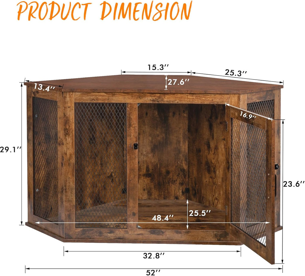 44/52inch Wooden Dog Kennel with Mesh Y701383