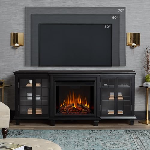 White 70" Electric Fireplace TV Stand with Adjustable Shelves S553867