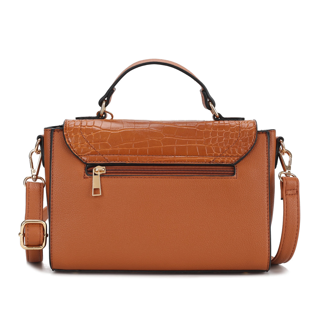 Croco Embossed Vegan Leather Shoulder Bag N44111