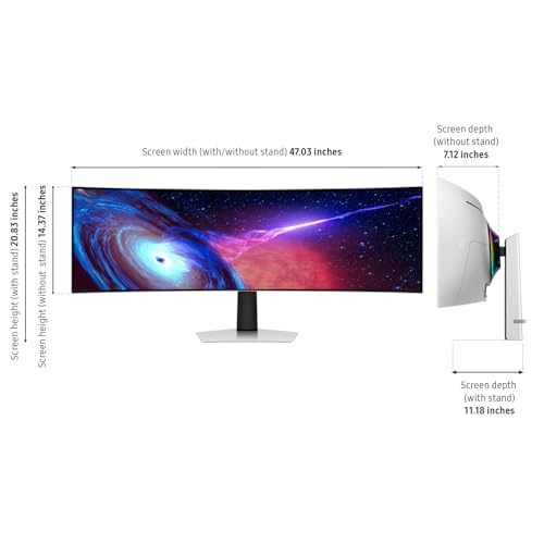 49" Curved OLED Gaming Monitor, 240Hz, 0.03ms, Height Adjustable Stand T723