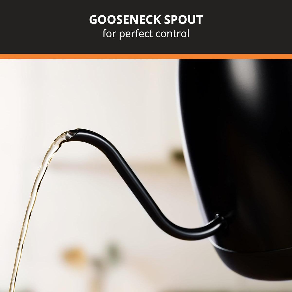 Black Stainless Steel Gooseneck Electric Kettle 1 Liter Q503