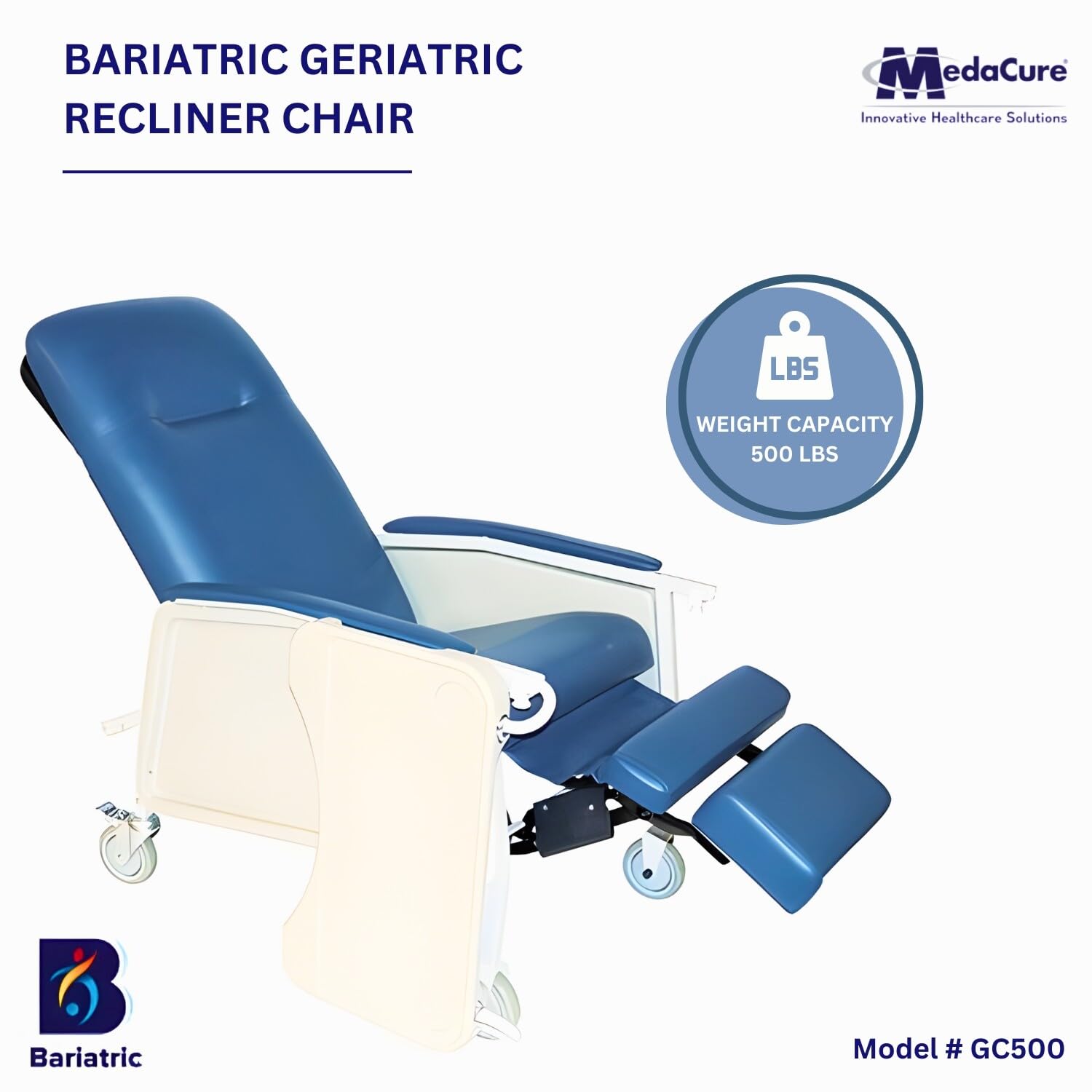 Reclining Geri Chair, 3 Positions, 500 Lbs Weight Capacity T10823