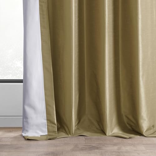 Ruched Faux Dupioni Silk Curtains 50 X 96 (1 Panel), Flax Gold O999