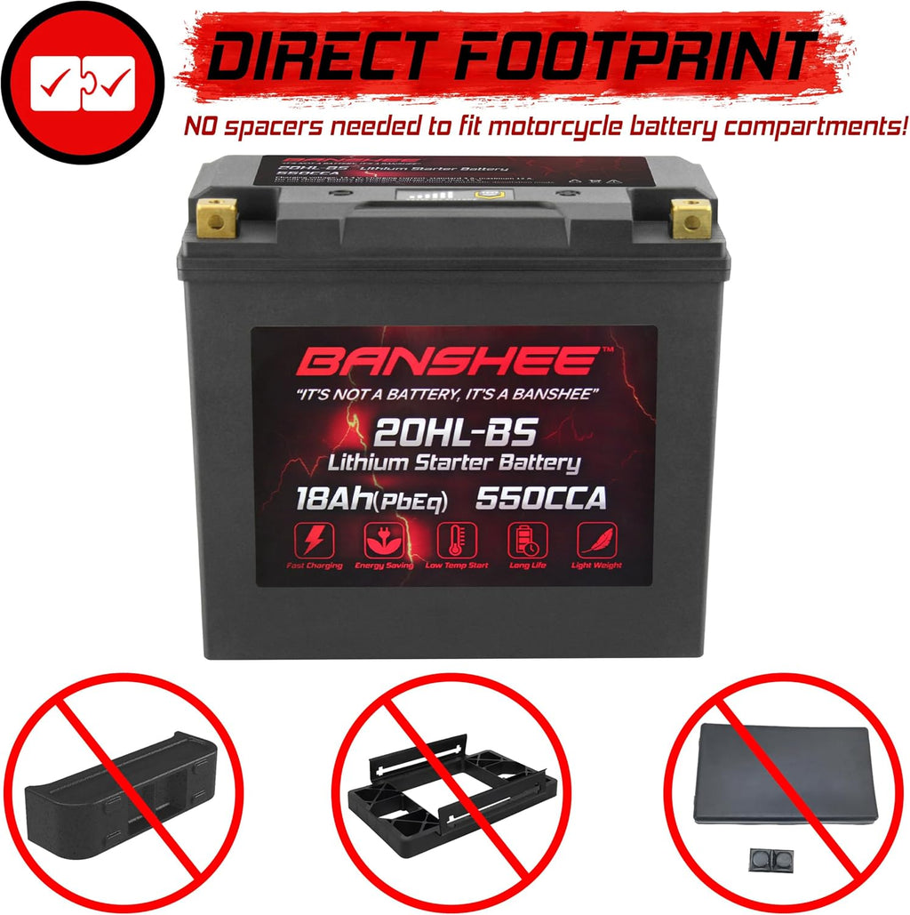 Lithium Motorcycle Powersport Battery YTX20L-BS 12.8V 18AH 550 CCA with BMS A5417