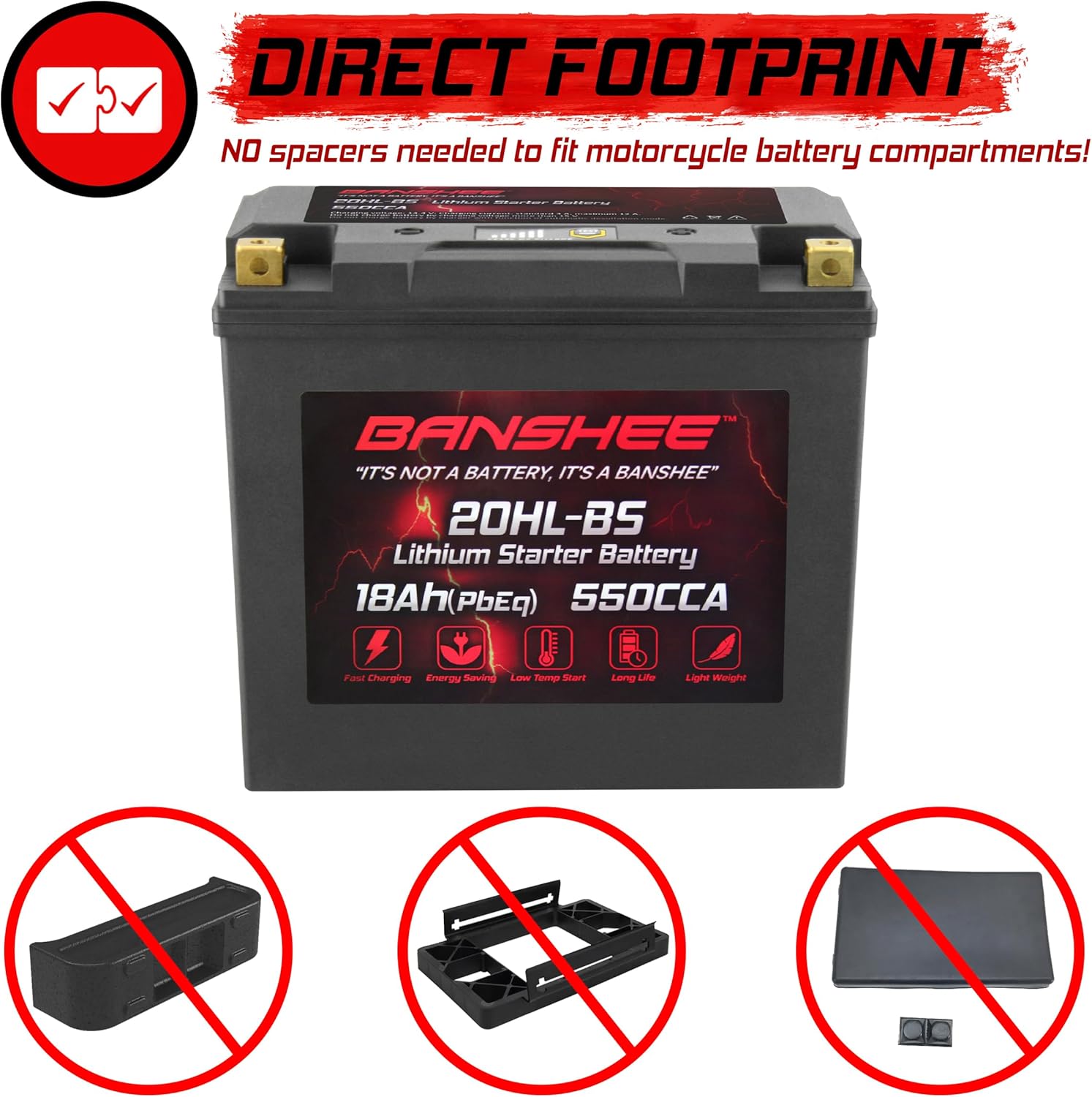 Lithium Motorcycle Powersport Battery YTX20L-BS 12.8V 18AH 550 CCA with BMS A5417