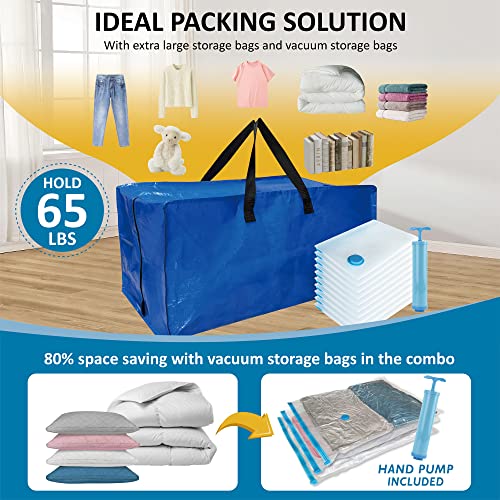 6 Pack Heavy Duty Extra Large Moving Bags with Backpack Straps & Vacuum Storage Bags Z169