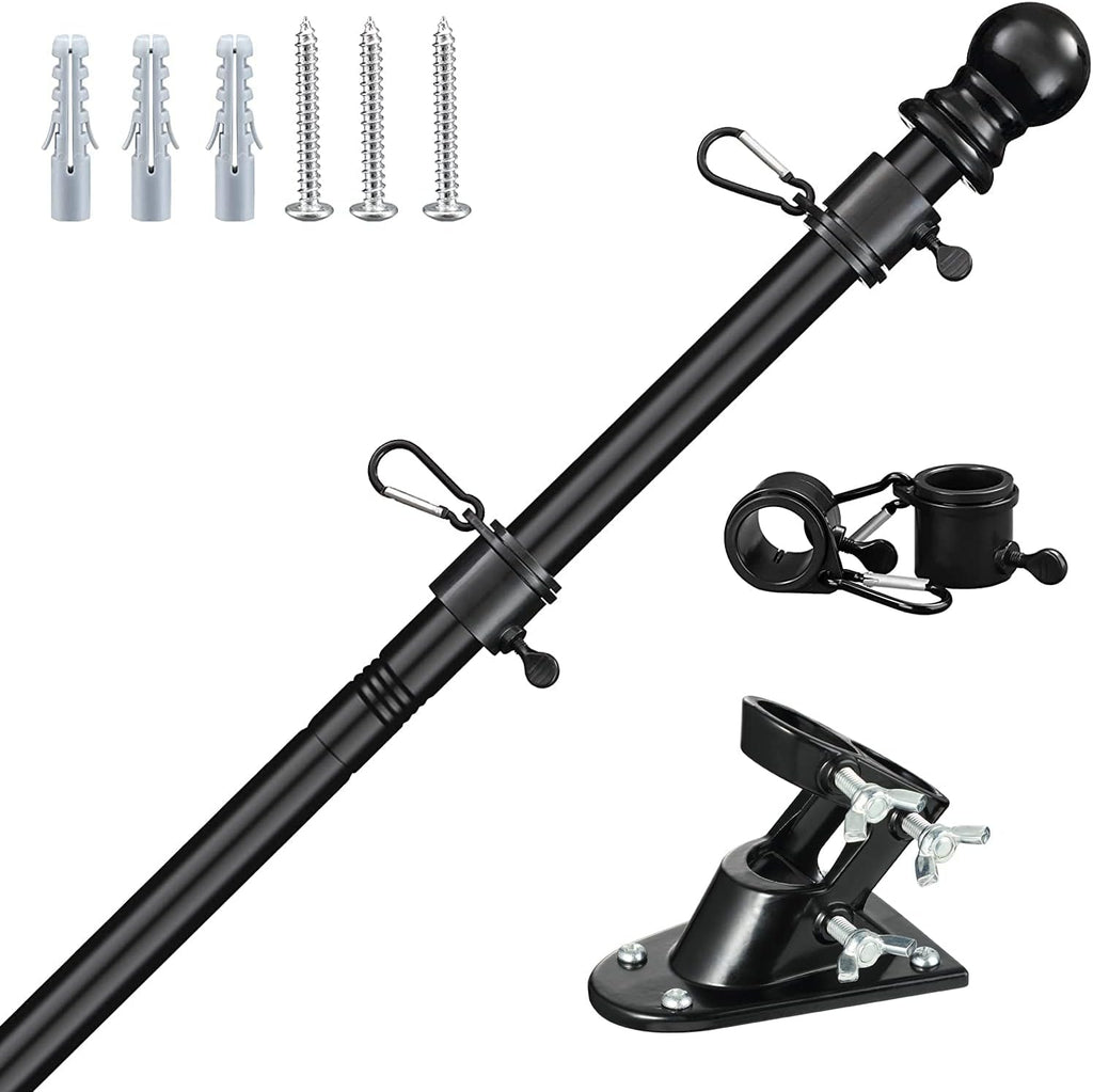 6FT Metal Flag Pole with Two-Position Bracket Holders Black P552