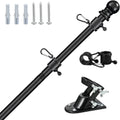6FT Metal Flag Pole with Two-Position Bracket Holders Black P552