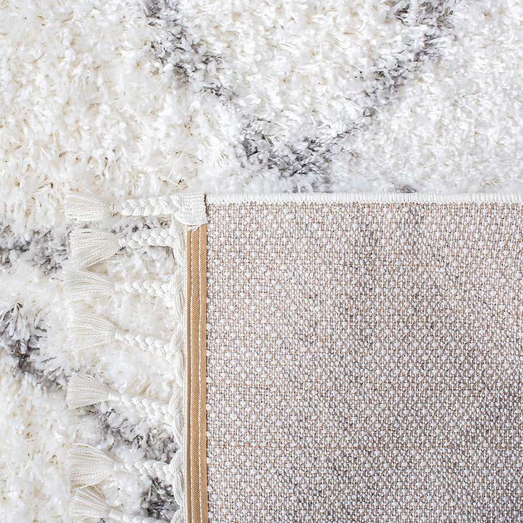9' x 12' Ivory Grey Shag Area Rug X455386