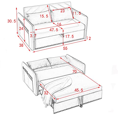 3-in-1 Velvet Sofa with Pullout Bed M408008