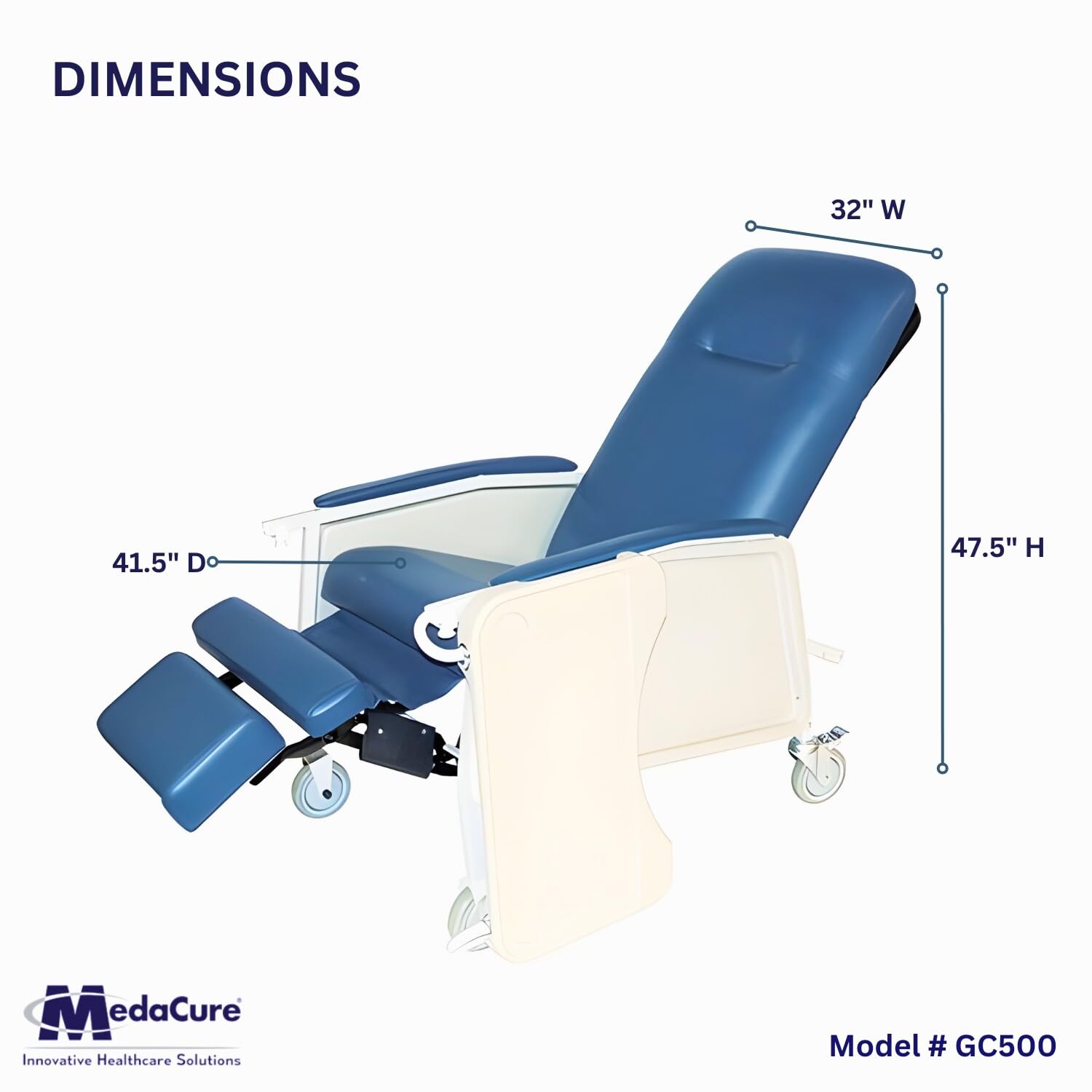 Reclining Geri Chair, 3 Positions, 500 Lbs Weight Capacity T10823