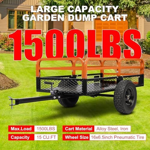 Heavy Duty Steel Dump Cart 1600LB Capacity with Dual Dumping Modes F23510