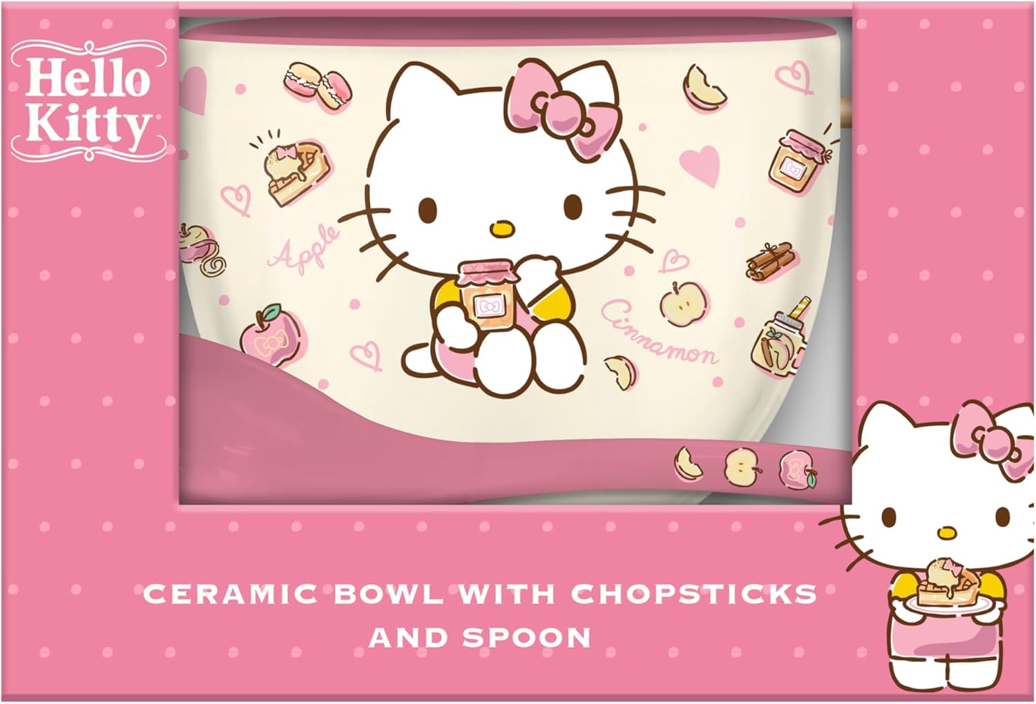20 Ounce Ceramic Ramen Noodle Rice Bowl with Chopsticks and Spoon P4081