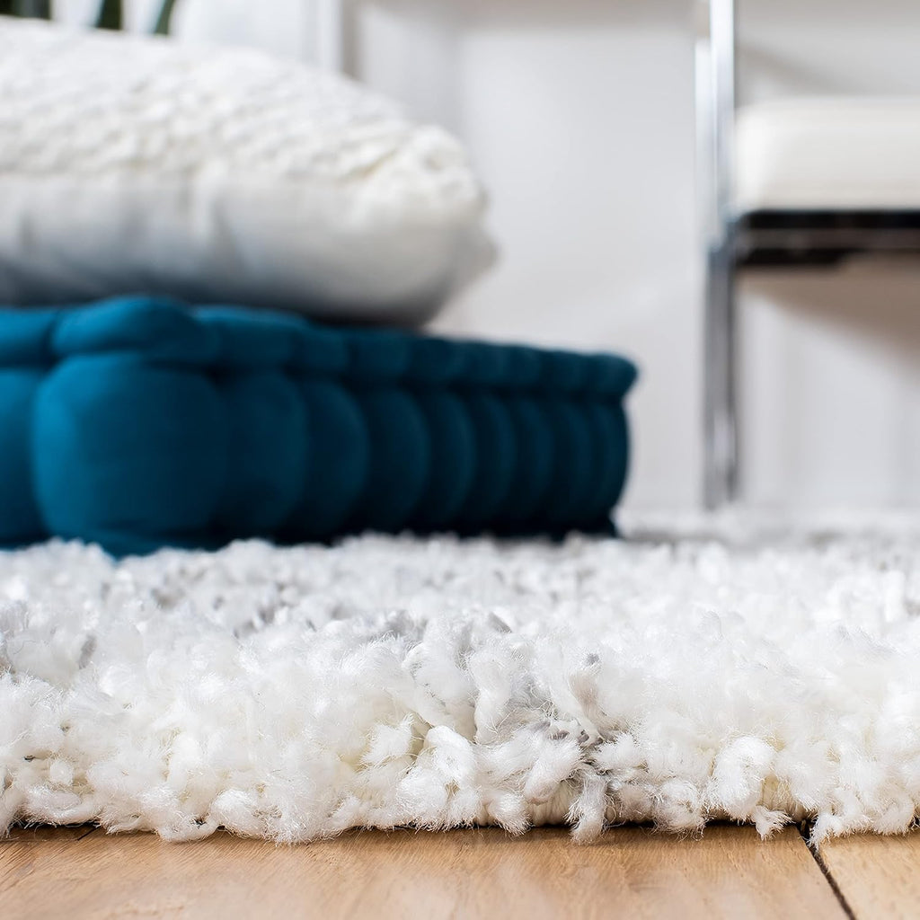 9' x 12' Ivory Grey Shag Area Rug X455386