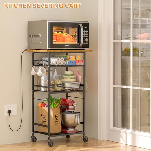 3 Tier Rolling Kitchen Microwave Cart with Adjustable Shelf G99378