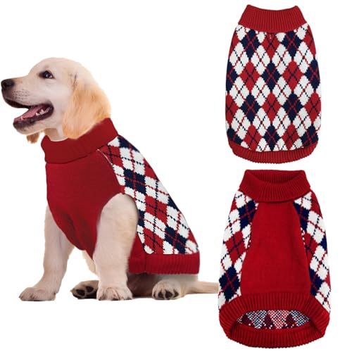 Red Argyle Knit Dog Sweater V262769