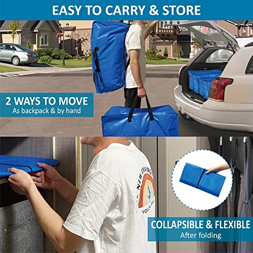 6 Pack Heavy Duty Extra Large Moving Bags with Backpack Straps & Vacuum Storage Bags Z169