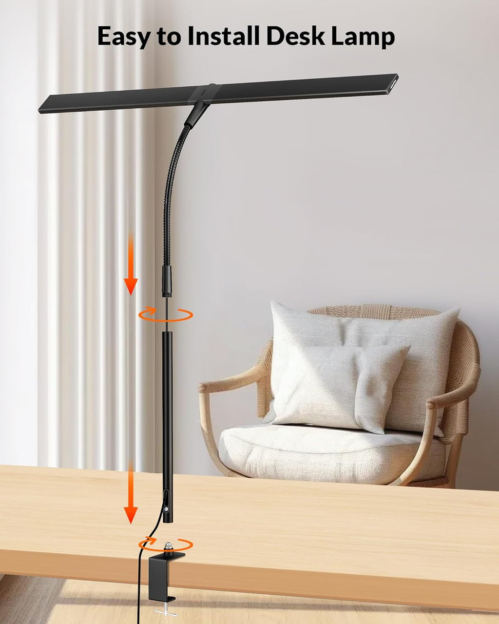 Black Double Head LED Clamp Desk Lamp with Remote Control C82813