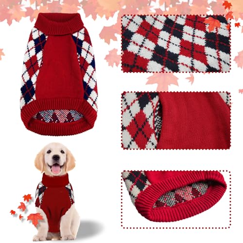 Red Argyle Knit Dog Sweater V262769