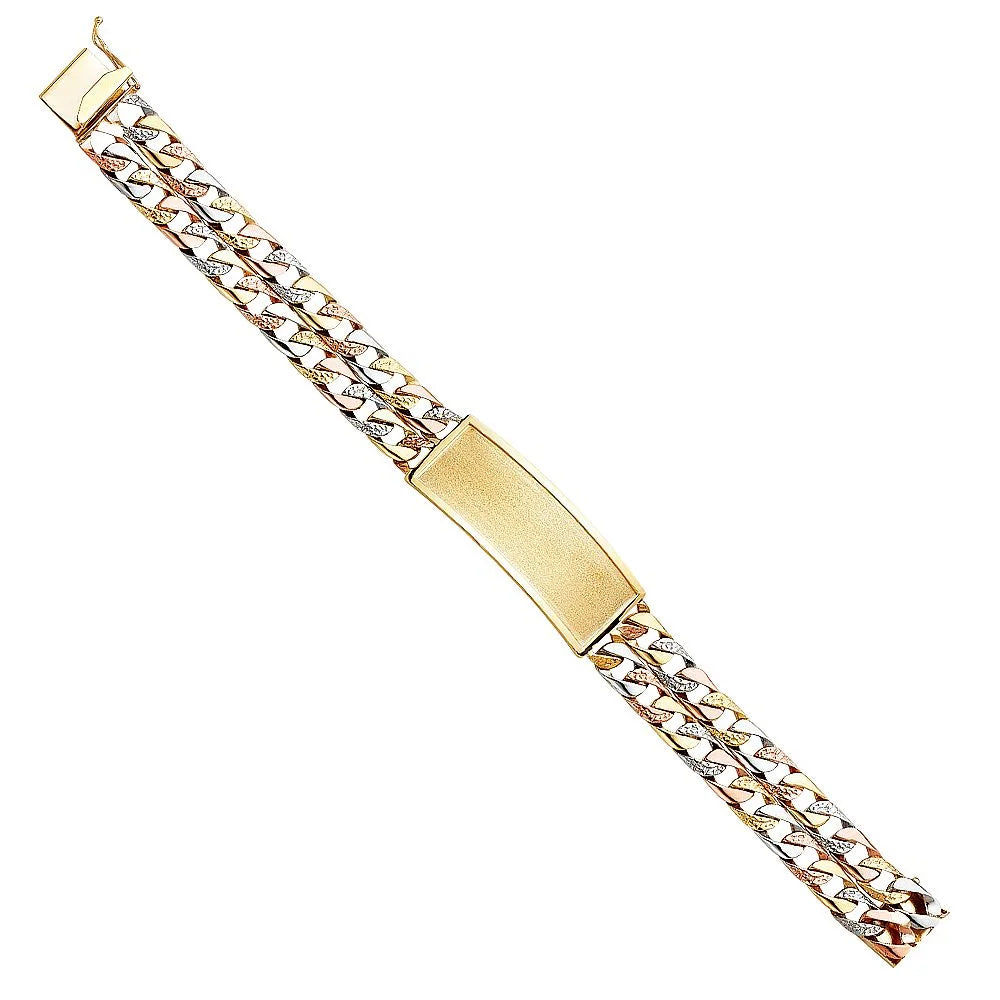 14K Nugget Cuban Link ID Bracelet - 8.5" O613