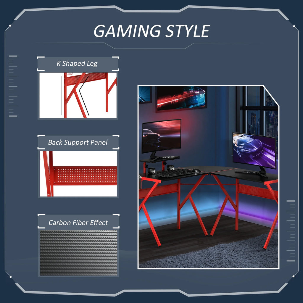 L-Shaped Gaming Corner Computer Desk with Adjustable Desk C13605