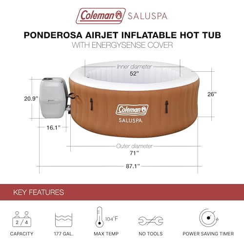 Black Round Inflatable Hot Tub with Insulated Cover J4747