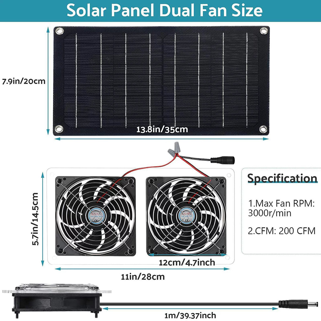 Waterproof Solar Exhaust Fan Extractor Ventilation Portable N482