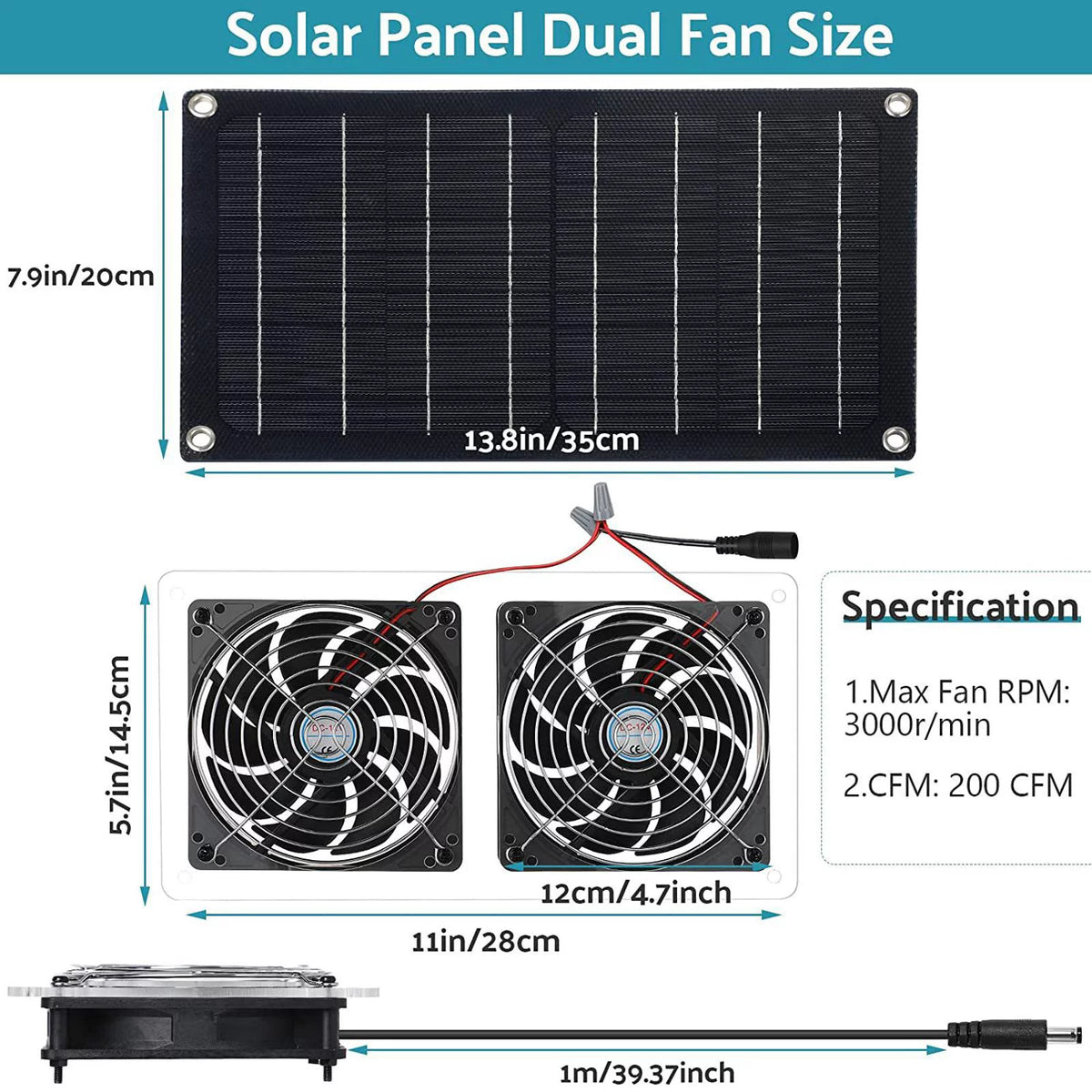 Waterproof Solar Exhaust Fan Extractor Ventilation Portable N482