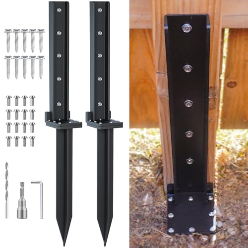 4-Pack 32in Stainless Steel Fence Post Anchor Black Q606