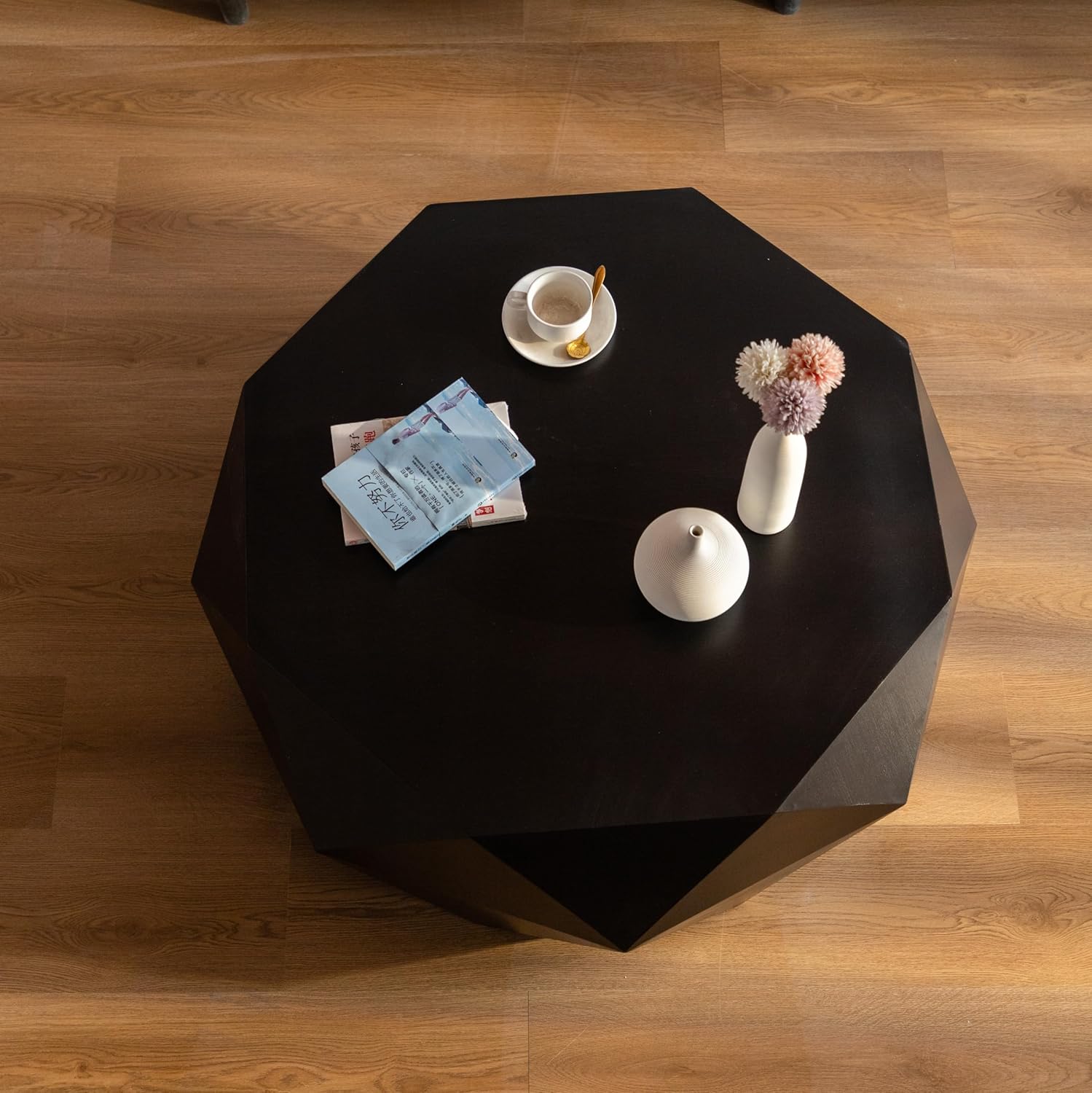 Black Round Wood Coffee Table C650