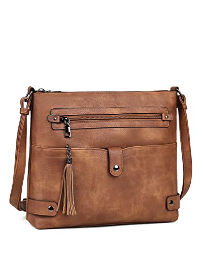 Large Leather Crossbody Bag with Multi Pocket U44106