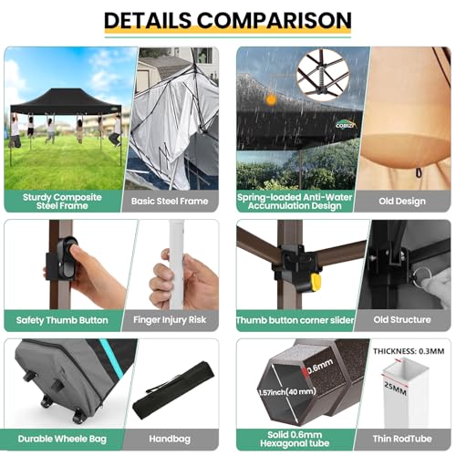 10x20 Pop up Canopy Tent with 6 Sidewalls and Roller Bag J68482