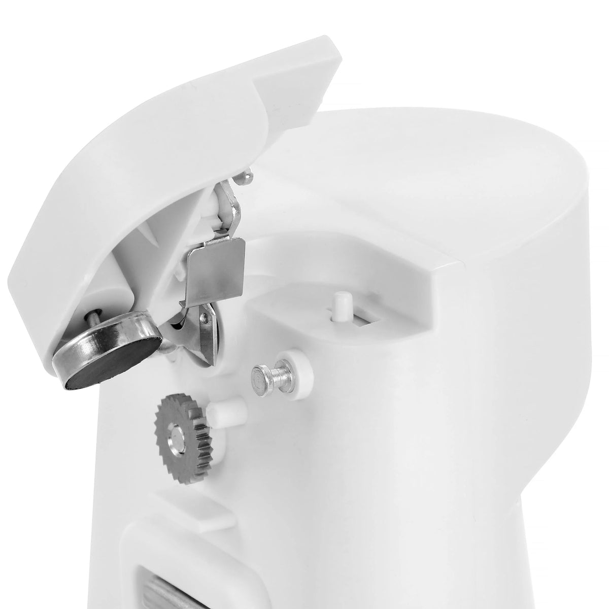 White Electric Can Opener with Knife Sharpener and Bottle Opener I6146