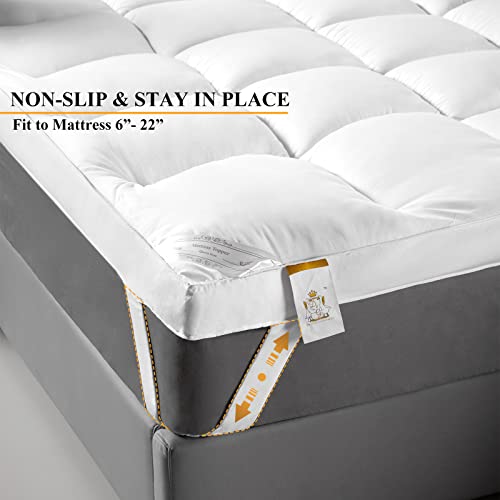 Extra Thick King Mattress Topper, Soft Plush Cooling Overfilled 1400GSM Mattress Pad N18177