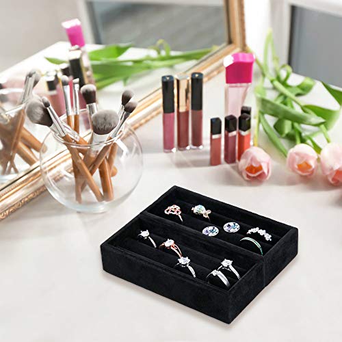 2PCS Black Velvet 8 Slots Jewelry Tray V393959