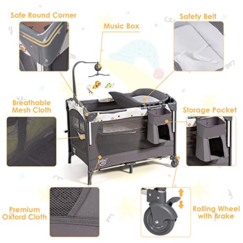 4 in 1 Pack and Play with Bassinet and Changing Table V692