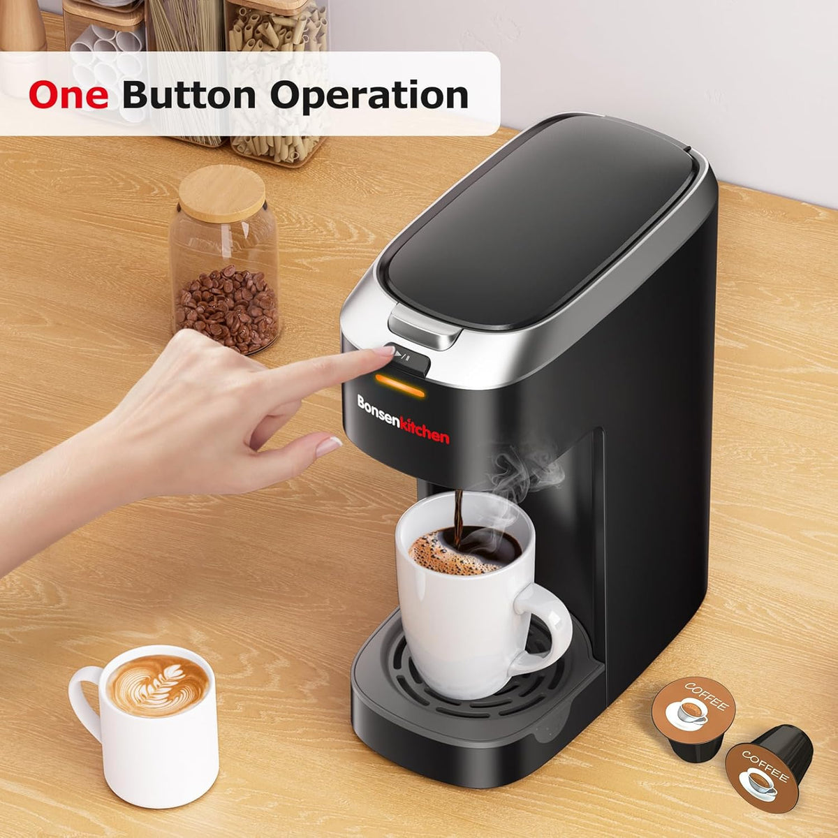 Single Serve Coffee Maker for K Cup Capsule, 6 to 12oz Brew Sizes T8009