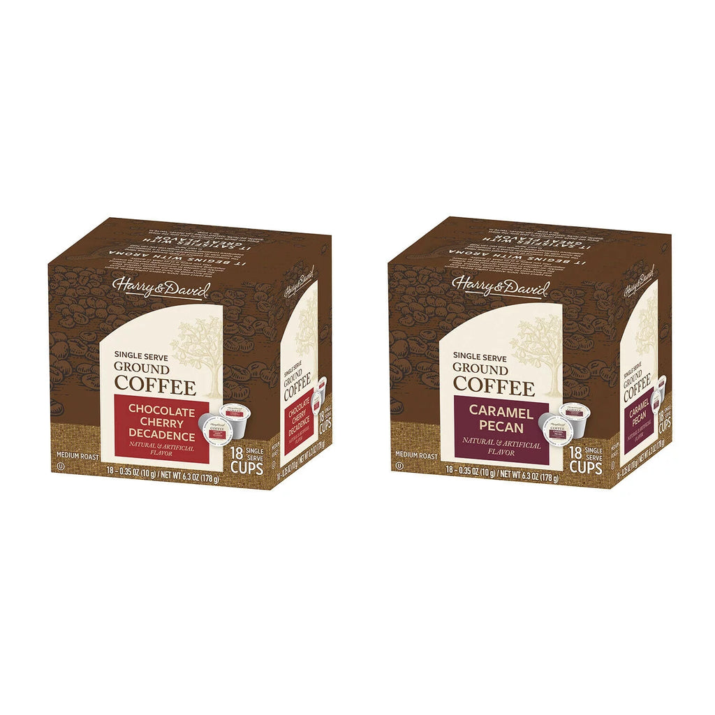 Coffee Combo, Chocolate Cherry Decadence, Caramel Pecan 2/18 ct boxes M6892