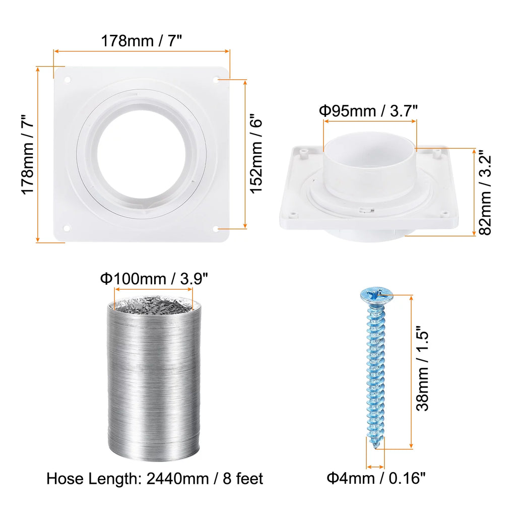 4 Inch Dryer Vent Wall Plate Adapter Ventilation Duct Flange White B11082