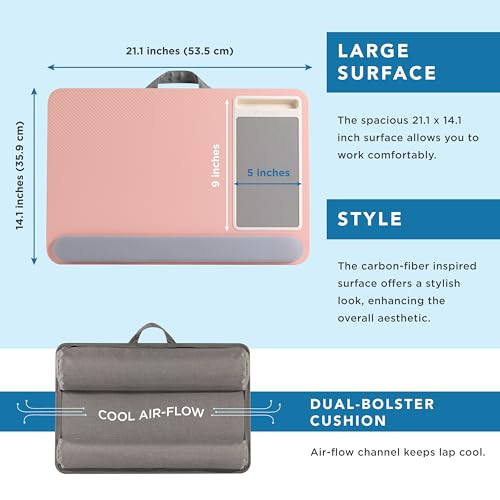 Pink Lap Desk with Wrist Rest and Mouse Pad for 15.6 Inch Laptops L266
