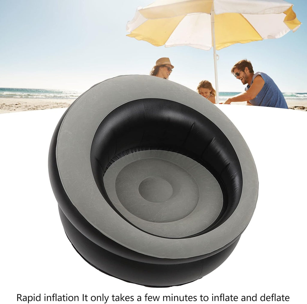Inflatable Leisure Sofa Flocking Couch Air Chaise Lounge Grey K94470